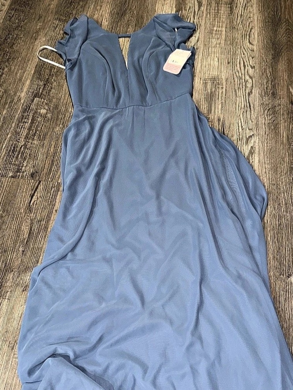Thread Lux Chiffon Keyhl Fl Dress Chiffon Maxi Dress in Blue Lark Size 10 NWT